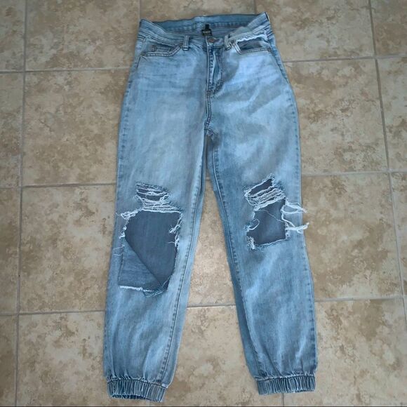 REWASH Distressed/Destroyed Jogger-Style Denim Jeans Size 5/27  - Picture 1 of 7